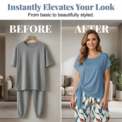 🔥Limited-time offer-Women's Side-Tie Top & Patterned Pants Set