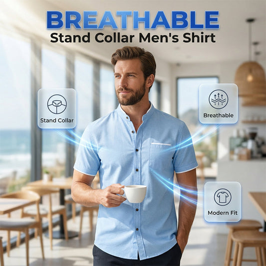 🔥Limited-time offer-Men's Short-Sleeve Stand-Up Collar Shirt