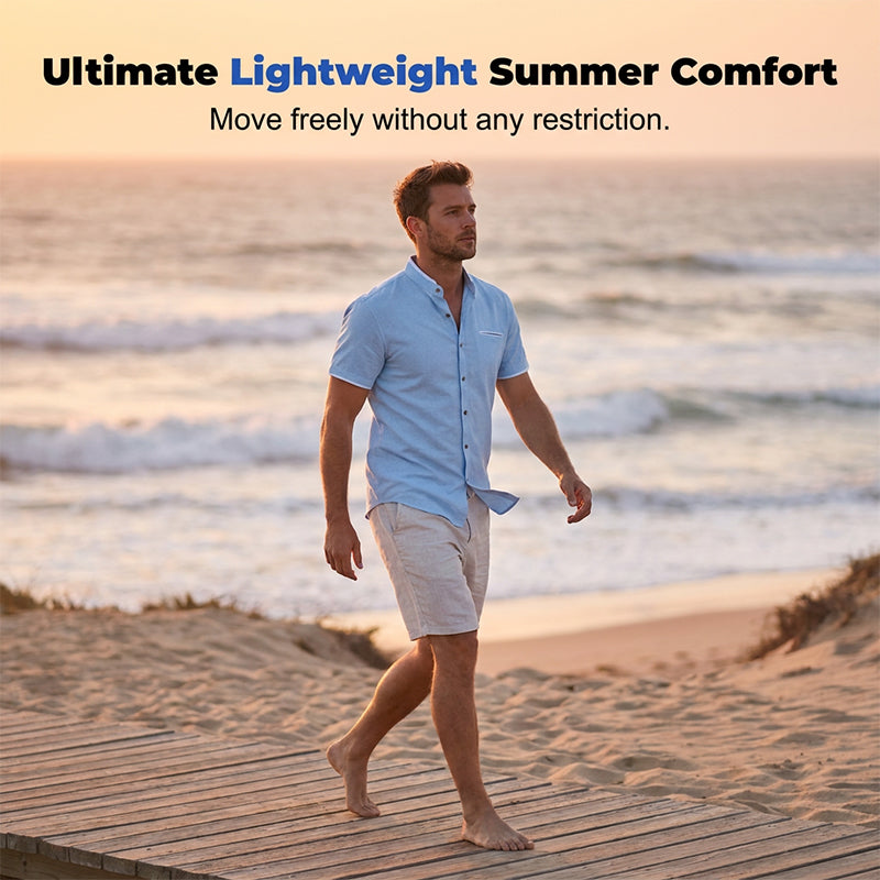 🔥Limited-time offer-Men's Short-Sleeve Stand-Up Collar Shirt
