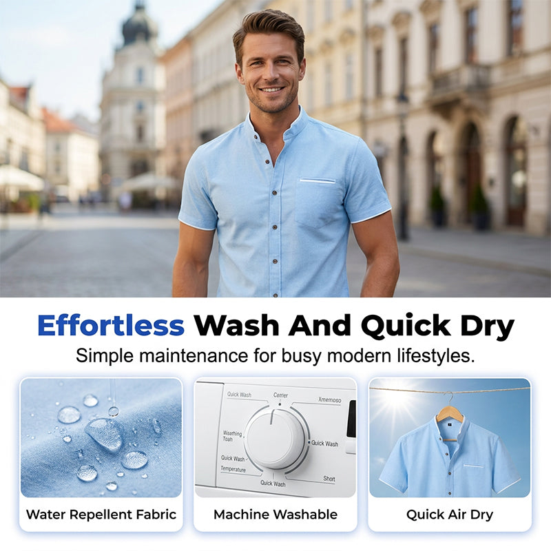 🔥Limited-time offer-Men's Short-Sleeve Stand-Up Collar Shirt