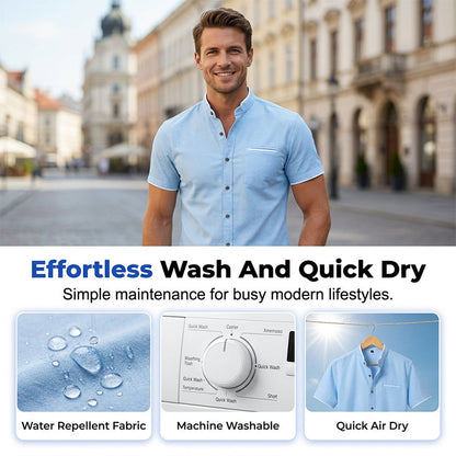 🔥Limited-time offer-Men's Short-Sleeve Stand-Up Collar Shirt