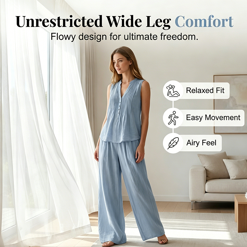 🔥Limited-time offer-Elegant Loose Fit Sleeveless Top & Pants Set