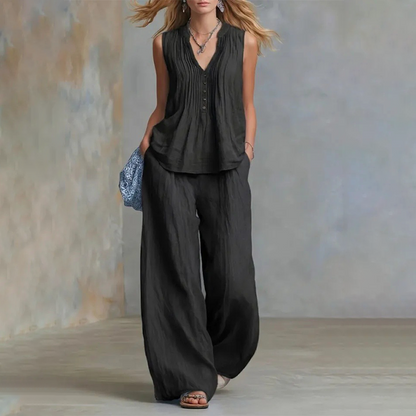 🔥Limited-time offer-Elegant Loose Fit Sleeveless Top & Pants Set