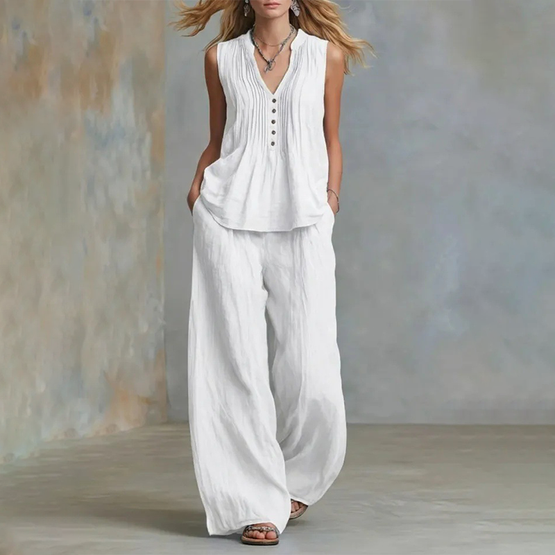 🔥Limited-time offer-Elegant Loose Fit Sleeveless Top & Pants Set
