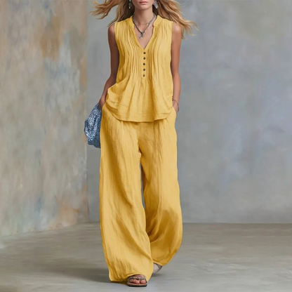 🔥Limited-time offer-Elegant Loose Fit Sleeveless Top & Pants Set