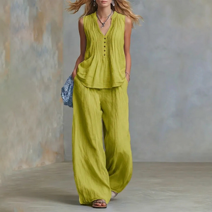 🔥Limited-time offer-Elegant Loose Fit Sleeveless Top & Pants Set