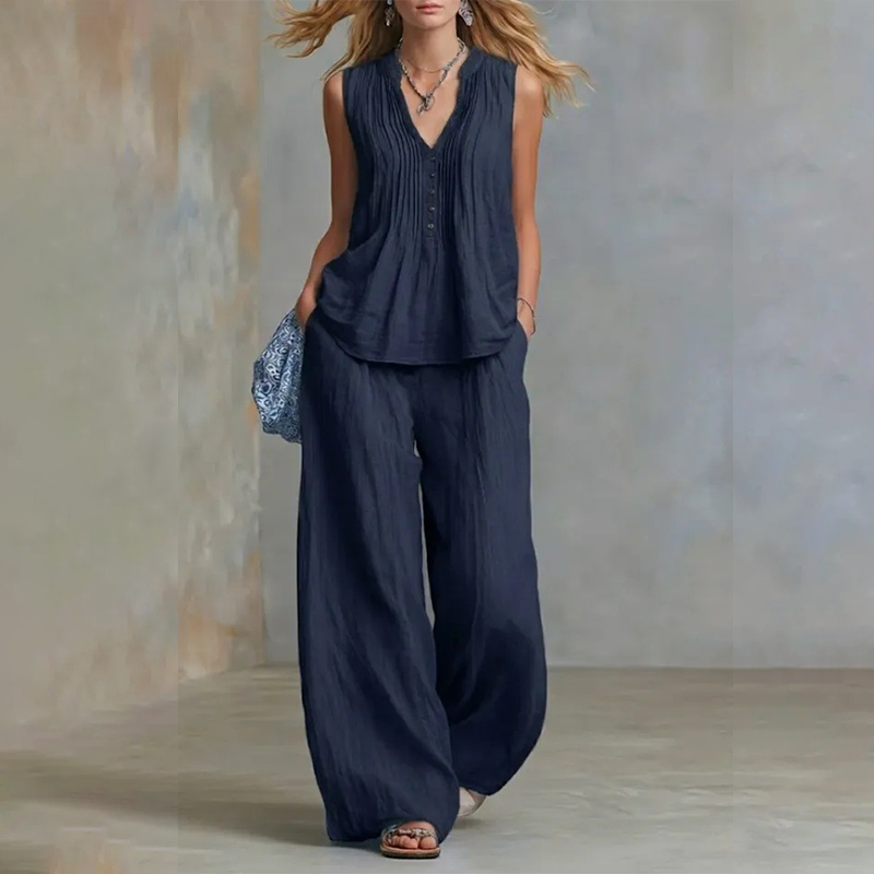 🔥Limited-time offer-Elegant Loose Fit Sleeveless Top & Pants Set