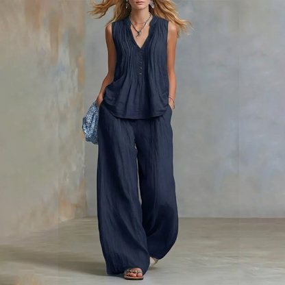 🔥Limited-time offer-Elegant Loose Fit Sleeveless Top & Pants Set