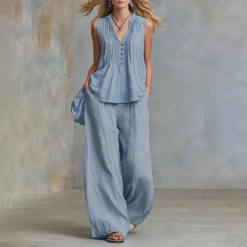 🔥Limited-time offer-Elegant Loose Fit Sleeveless Top & Pants Set