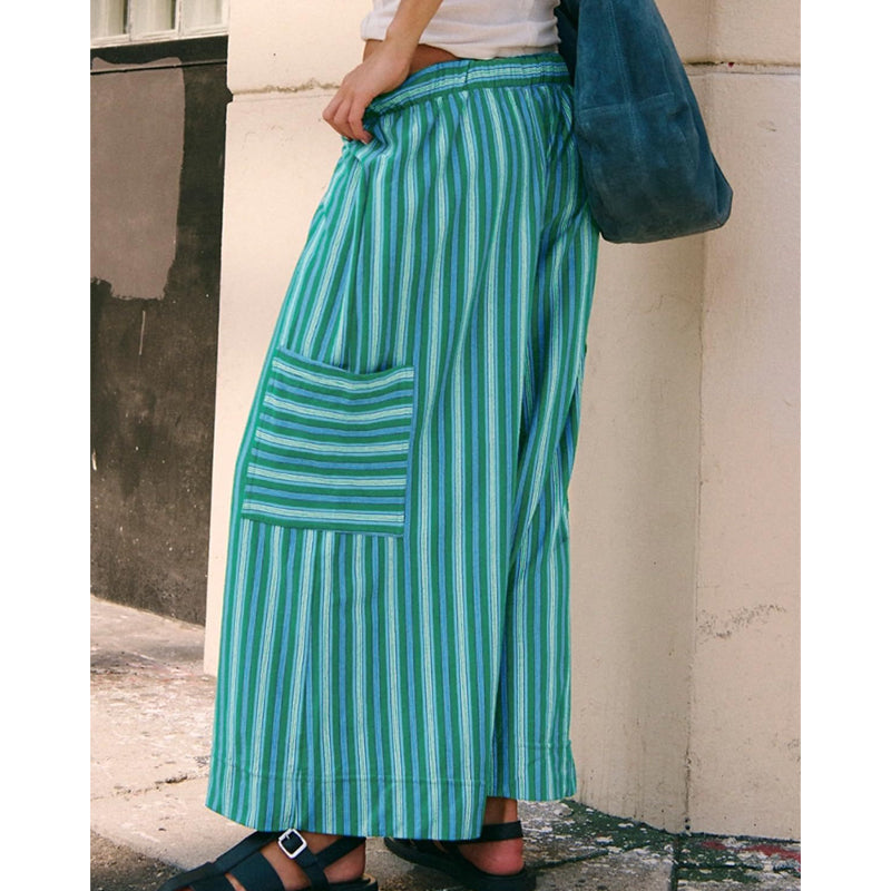 🔥Limited-time offer-Women's Striped Wide-Leg Drawstring Pants