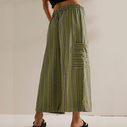 🔥Limited-time offer-Women's Striped Wide-Leg Drawstring Pants