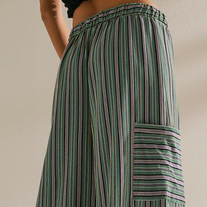 🔥Limited-time offer-Women's Striped Wide-Leg Drawstring Pants