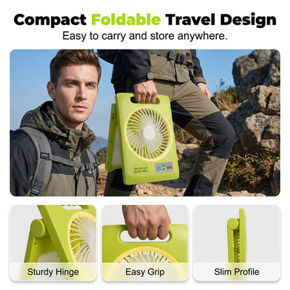 🔥Tech bestseller – over 50,000 sold！🥳🔆 2-in-1 Solar Fan & LED Light – 2400mAh Power Bank, Type-C + Solar Charging, Foldable Portable – Ideal for Camping, Power Outages & Outdoor Use