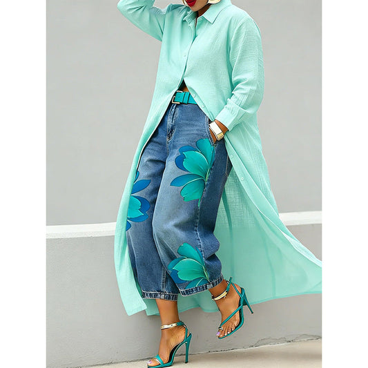 🔥🔥Limited-time offer-Women's Long Sleeve Button-Down Maxi Shirt Dress