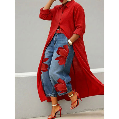 🔥🔥Limited-time offer-Women's Long Sleeve Button-Down Maxi Shirt Dress