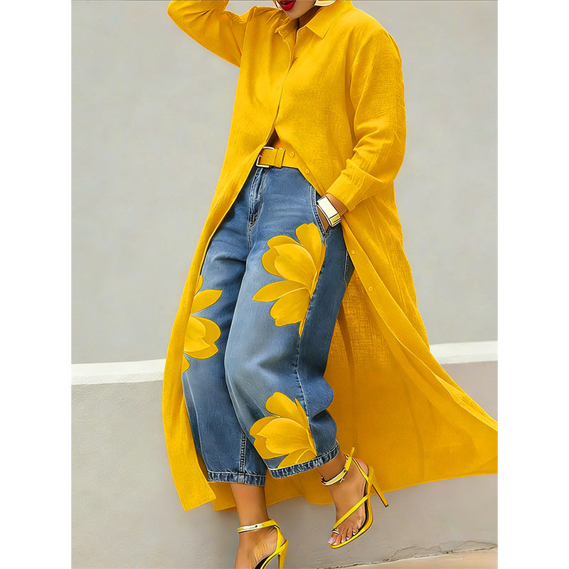 🔥🔥Limited-time offer-Women's Long Sleeve Button-Down Maxi Shirt Dress