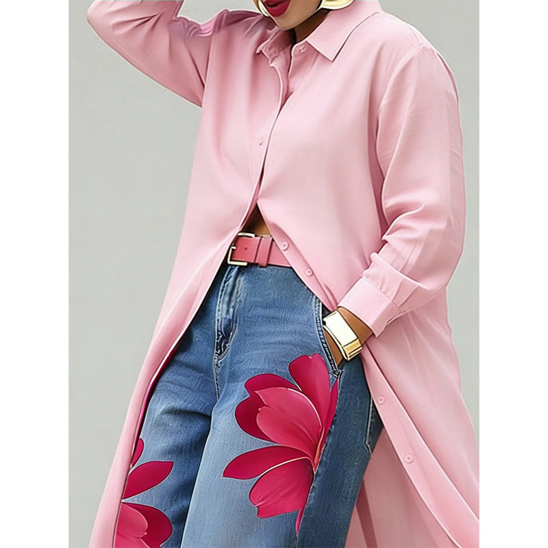🔥🔥Limited-time offer-Women's Long Sleeve Button-Down Maxi Shirt Dress