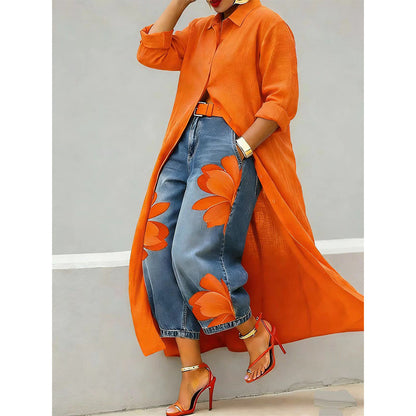 🔥🔥Limited-time offer-Women's Long Sleeve Button-Down Maxi Shirt Dress