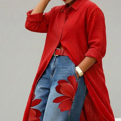 🔥🔥Limited-time offer-Women's Long Sleeve Button-Down Maxi Shirt Dress