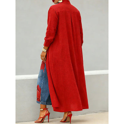 🔥🔥Limited-time offer-Women's Long Sleeve Button-Down Maxi Shirt Dress
