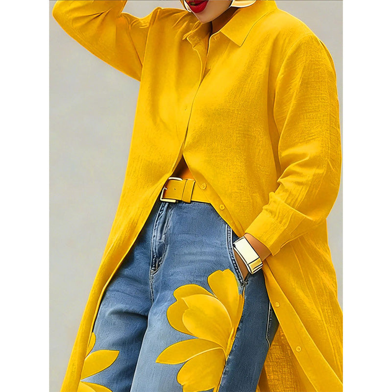 🔥🔥Limited-time offer-Women's Long Sleeve Button-Down Maxi Shirt Dress