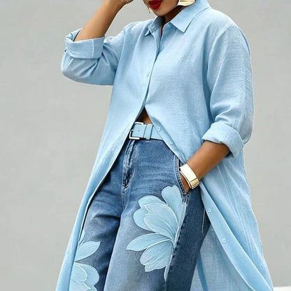 🔥🔥Limited-time offer-Women's Long Sleeve Button-Down Maxi Shirt Dress