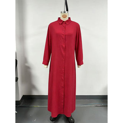 🔥🔥Limited-time offer-Women's Long Sleeve Button-Down Maxi Shirt Dress