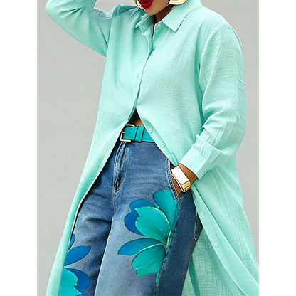 🔥🔥Limited-time offer-Women's Long Sleeve Button-Down Maxi Shirt Dress