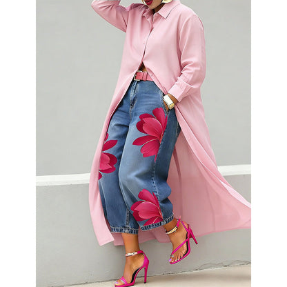🔥🔥Limited-time offer-Women's Long Sleeve Button-Down Maxi Shirt Dress
