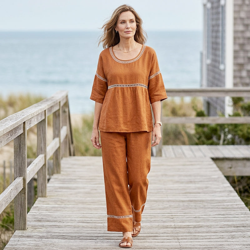 🔥New Arrivals: 70% Off!!🔥Women's Casual 2-Piece Set with Eyelet Details