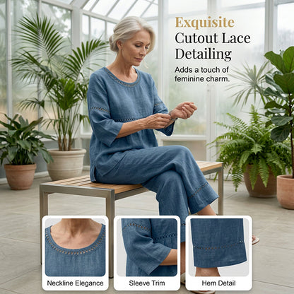 🔥New Arrivals: 70% Off!!🔥Women's Casual 2-Piece Set with Eyelet Details