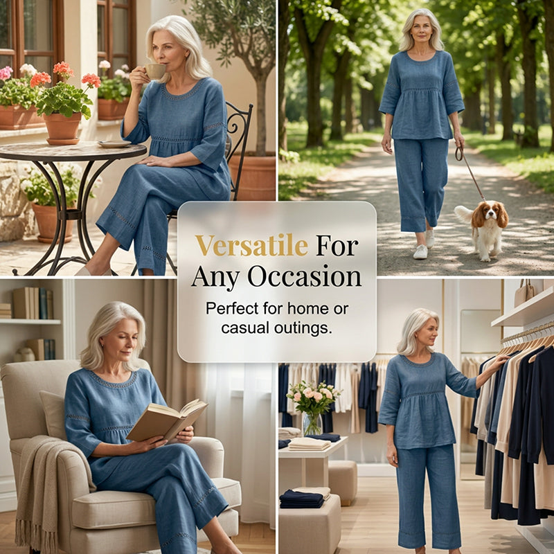 🔥New Arrivals: 70% Off!!🔥Women's Casual 2-Piece Set with Eyelet Details