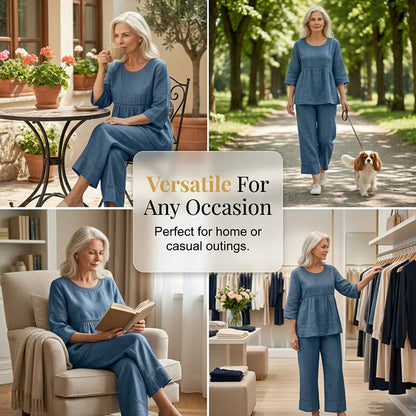 🔥New Arrivals: 70% Off!!🔥Women's Casual 2-Piece Set with Eyelet Details