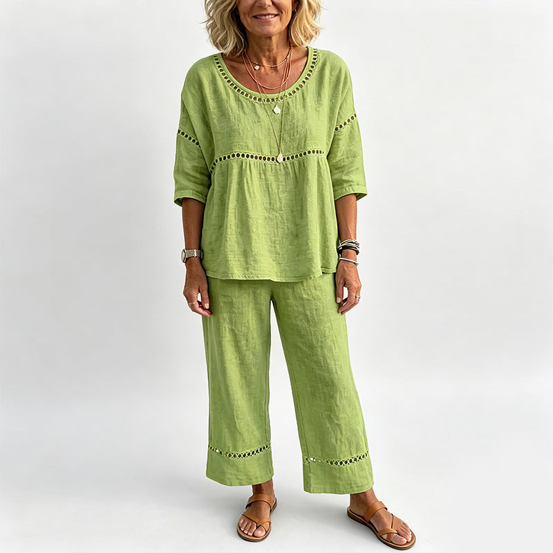 🔥New Arrivals: 70% Off!!🔥Women's Casual 2-Piece Set with Eyelet Details