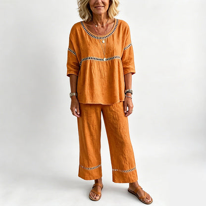 🔥New Arrivals: 70% Off!!🔥Women's Casual 2-Piece Set with Eyelet Details