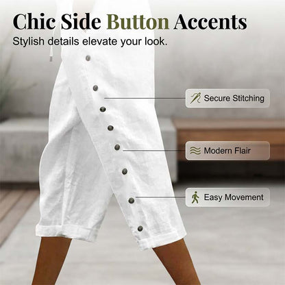 🔥New Arrivals & Special Offers-Women's Casual Capri Pants with Side Buttons