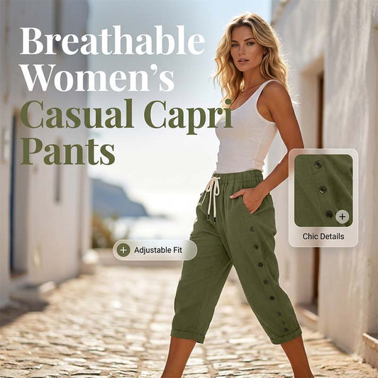 🔥New Arrivals & Special Offers-Women's Casual Capri Pants with Side Buttons