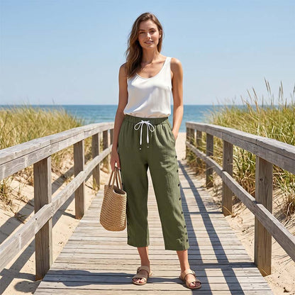 🔥New Arrivals & Special Offers-Women's Casual Capri Pants with Side Buttons