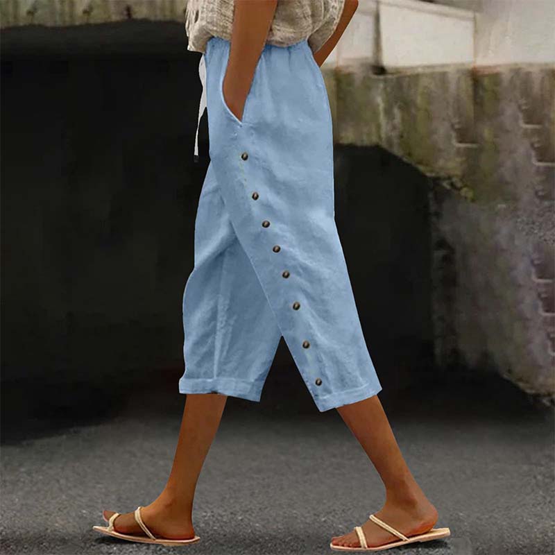 🔥New Arrivals & Special Offers-Women's Casual Capri Pants with Side Buttons