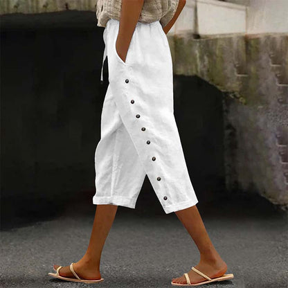 🔥New Arrivals & Special Offers-Women's Casual Capri Pants with Side Buttons