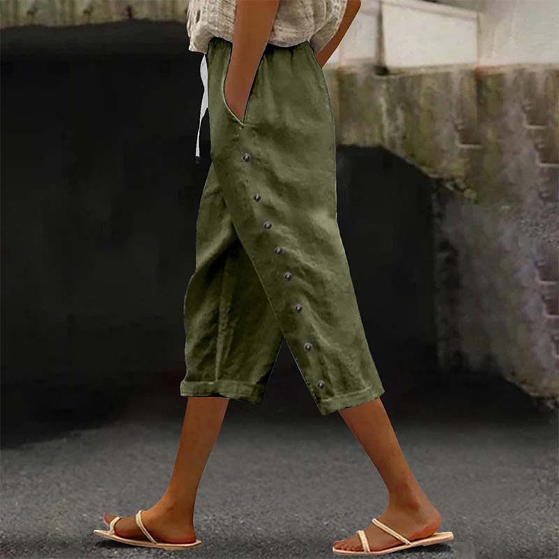 🔥New Arrivals & Special Offers-Women's Casual Capri Pants with Side Buttons