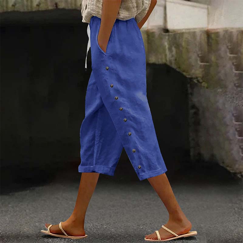 🔥New Arrivals & Special Offers-Women's Casual Capri Pants with Side Buttons