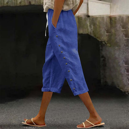 🔥New Arrivals & Special Offers-Women's Casual Capri Pants with Side Buttons