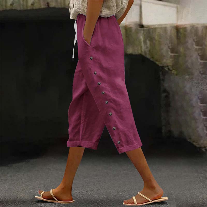 🔥New Arrivals & Special Offers-Women's Casual Capri Pants with Side Buttons