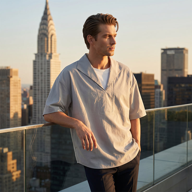 Solid Color Relaxed Fit Layered Look T-Shirt