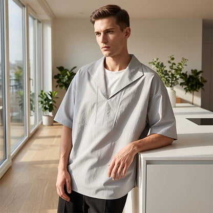 Solid Color Relaxed Fit Layered Look T-Shirt