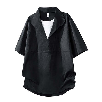 Solid Color Relaxed Fit Layered Look T-Shirt