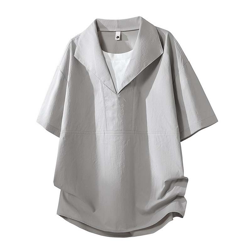 Solid Color Relaxed Fit Layered Look T-Shirt