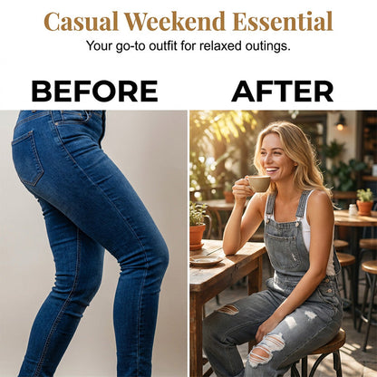 🎁 BUY 2 GET 1 FREE – Women's Casual Distressed Denim Jumpsuit, Relaxed One-Piece with Trendy Ripped Details for Everyday Style