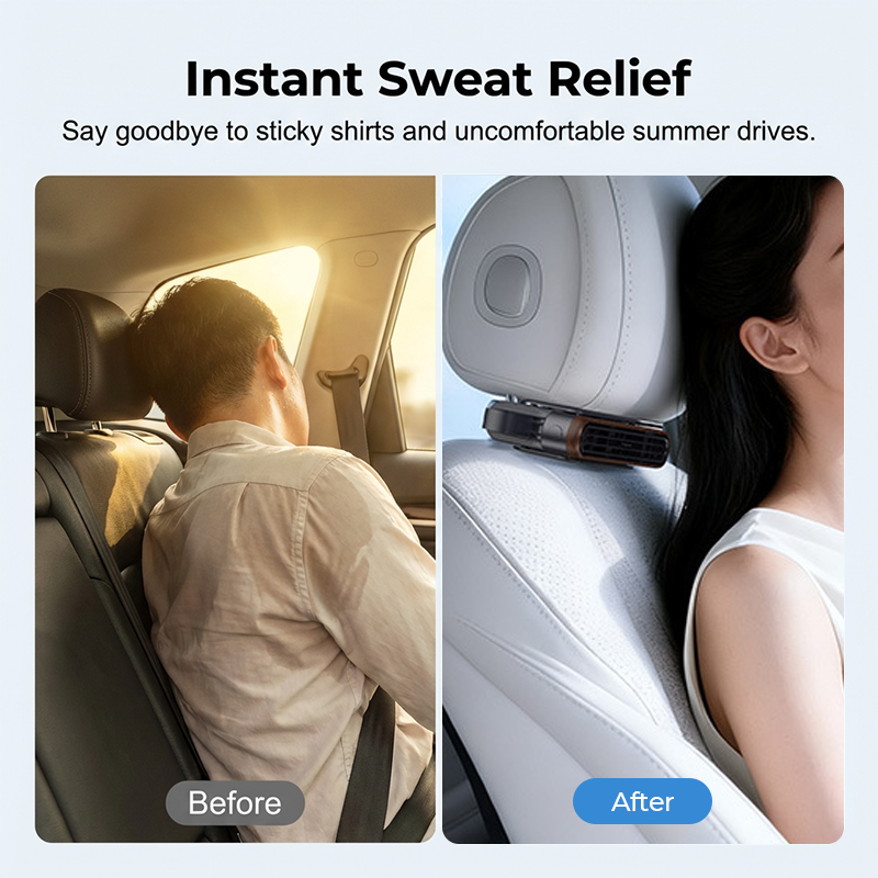 Car Seat Fan 🌬️ – 3-Speed Rechargeable Clip-On Fan with 3000mAh Battery 🔋 | USB-C Charging ⚡ for Cars 🚗, Golf Buggies 🛺 & Campervans 🏕️